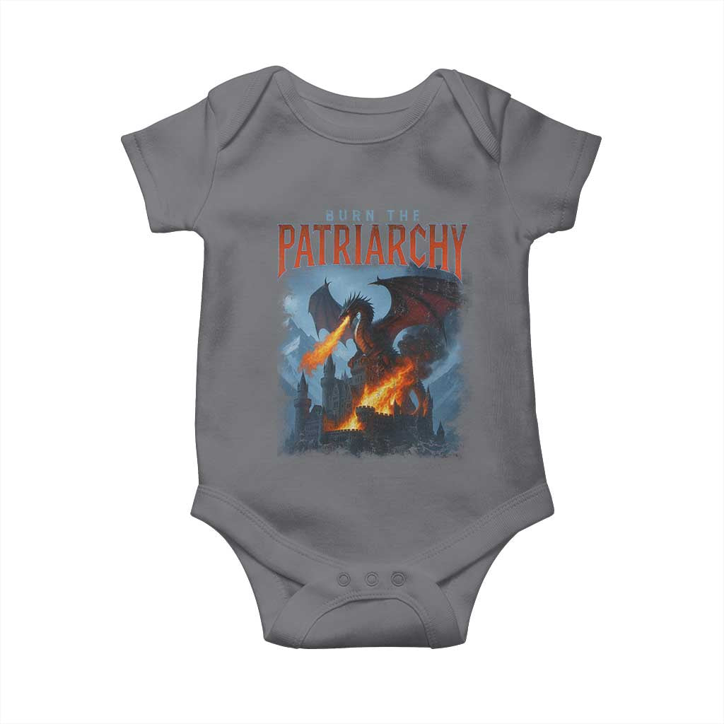 Vintage 90s Feminism Dragon Baby Onesie Burn the Patriarchy - Wonder Print Shop