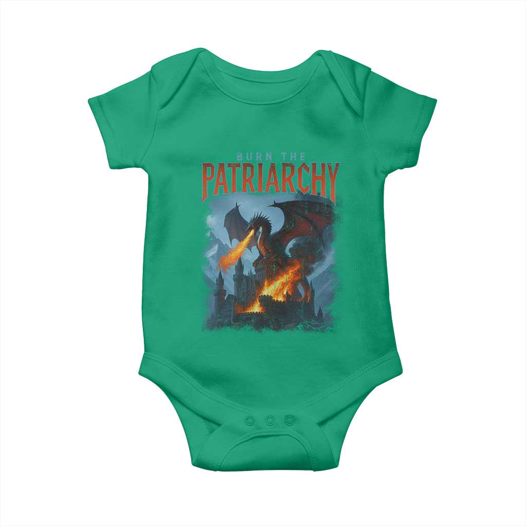 Vintage 90s Feminism Dragon Baby Onesie Burn the Patriarchy - Wonder Print Shop