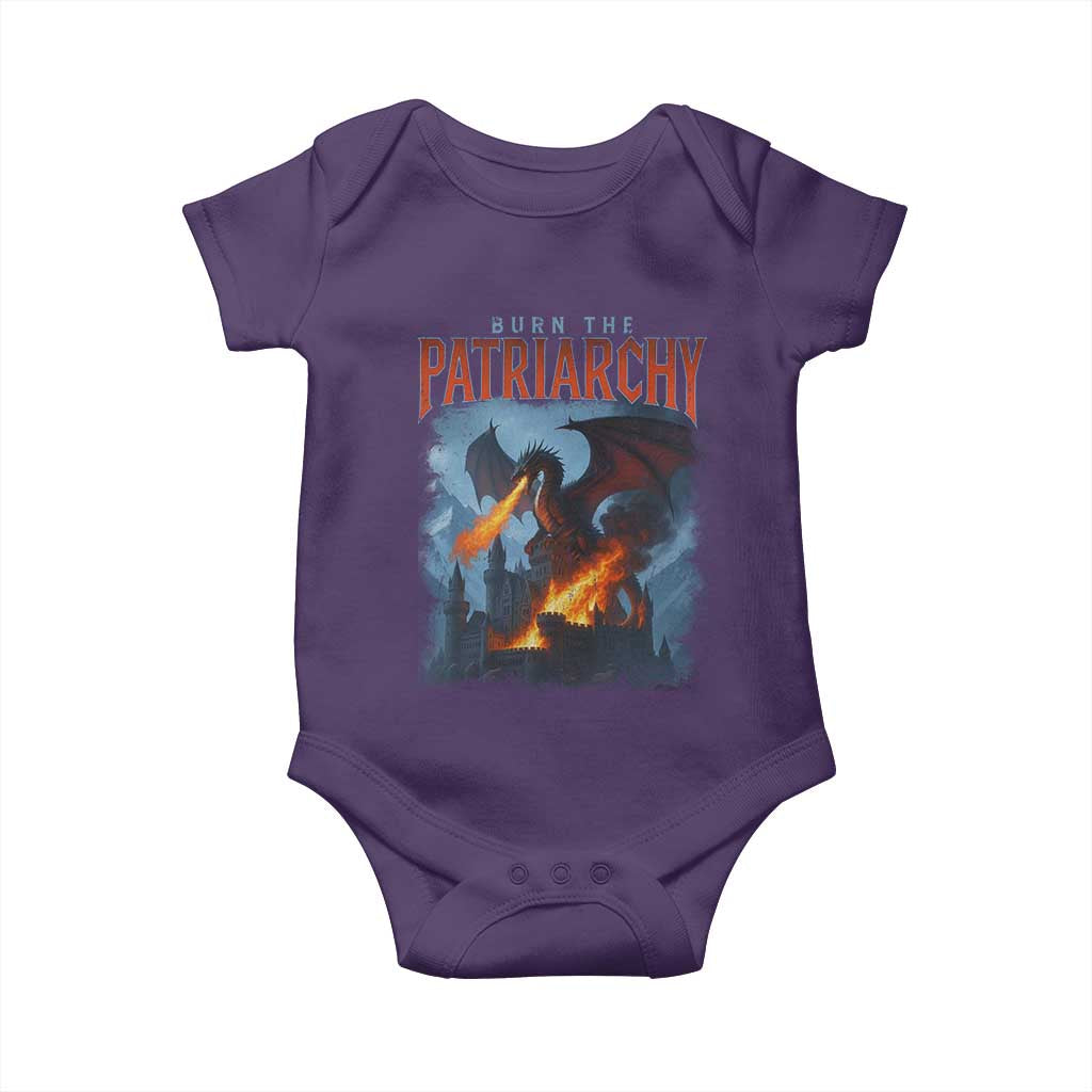 Vintage 90s Feminism Dragon Baby Onesie Burn the Patriarchy - Wonder Print Shop