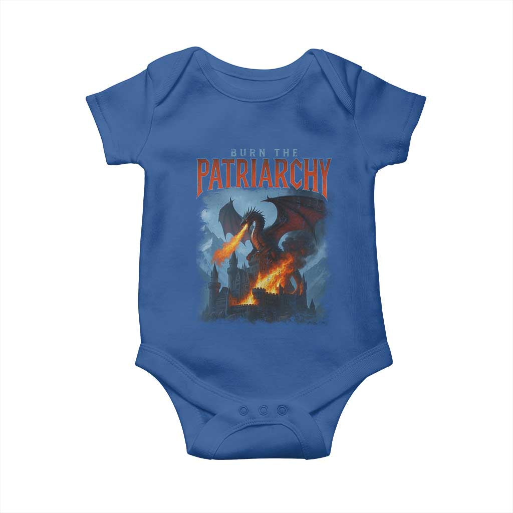 Vintage 90s Feminism Dragon Baby Onesie Burn the Patriarchy - Wonder Print Shop