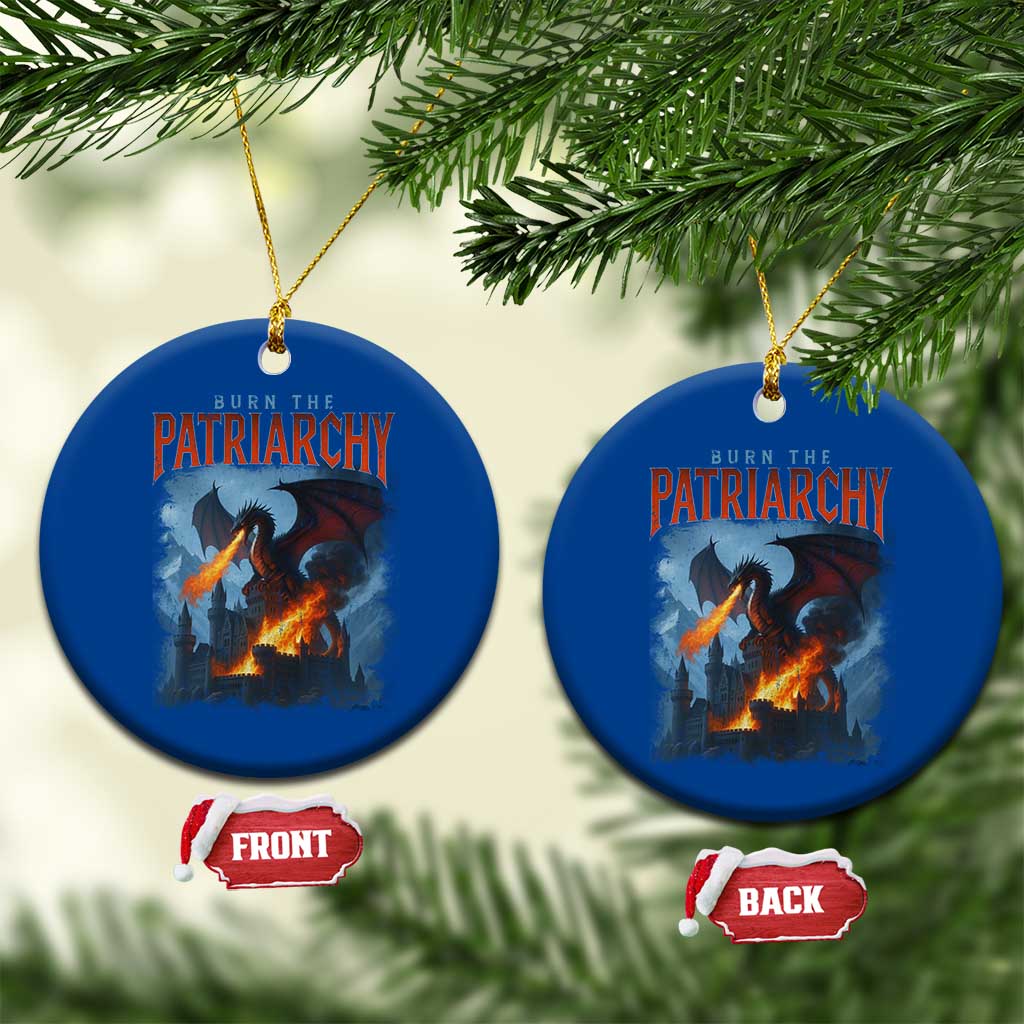 Vintage 90s Feminism Dragon Ceramic Ornament Burn the Patriarchy - Wonder Print Shop
