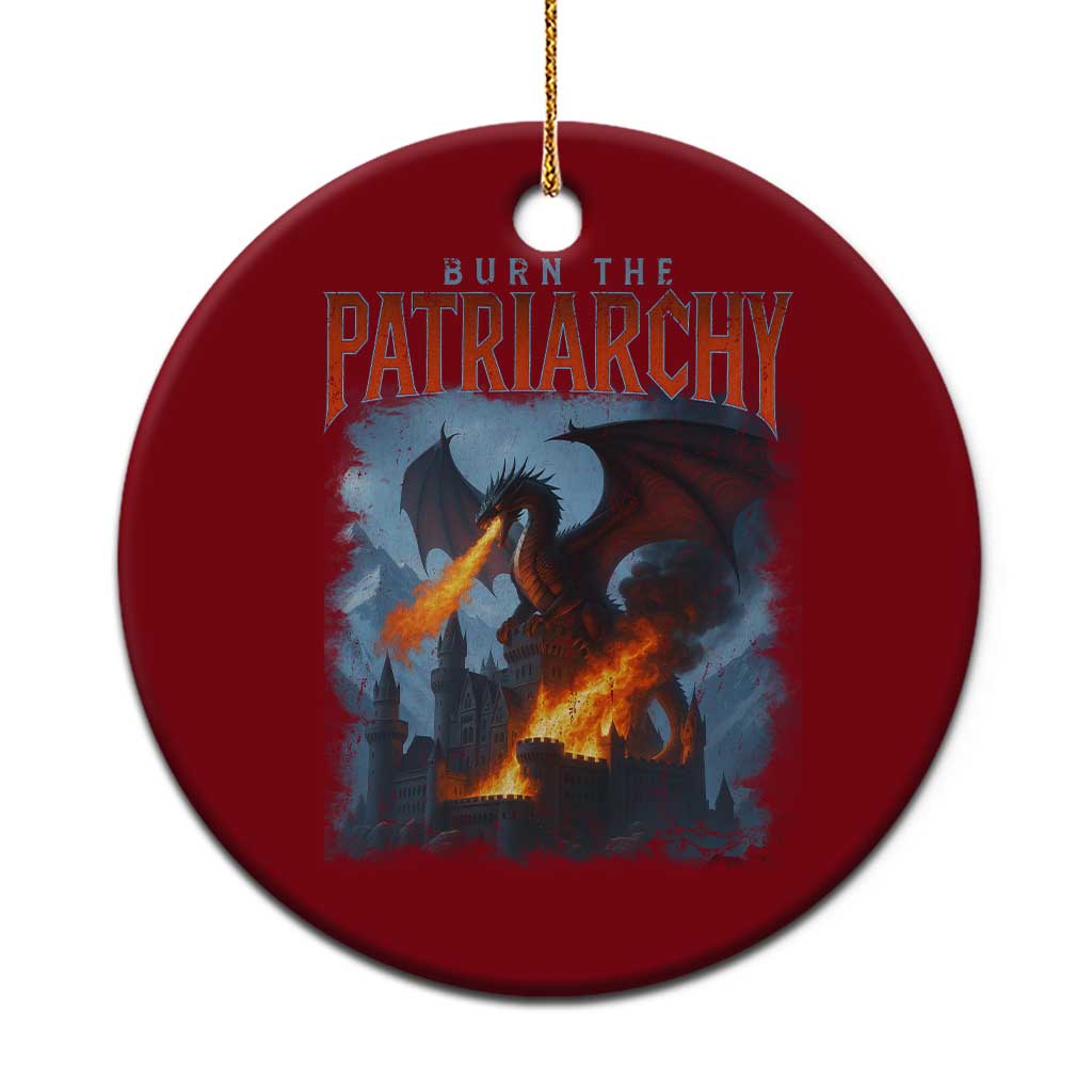 Vintage 90s Feminism Dragon Ceramic Ornament Burn the Patriarchy - Wonder Print Shop