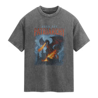 Vintage 90s Feminism Dragon Washed Cotton T-Shirt Burn the Patriarchy