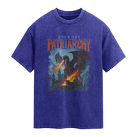 Vintage 90s Feminism Dragon Washed Cotton T-Shirt Burn the Patriarchy
