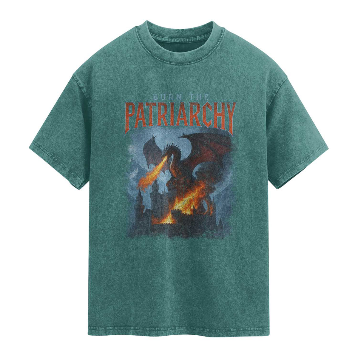 Vintage 90s Feminism Dragon Washed Cotton T-Shirt Burn the Patriarchy