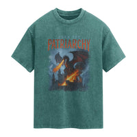 Vintage 90s Feminism Dragon Washed Cotton T-Shirt Burn the Patriarchy