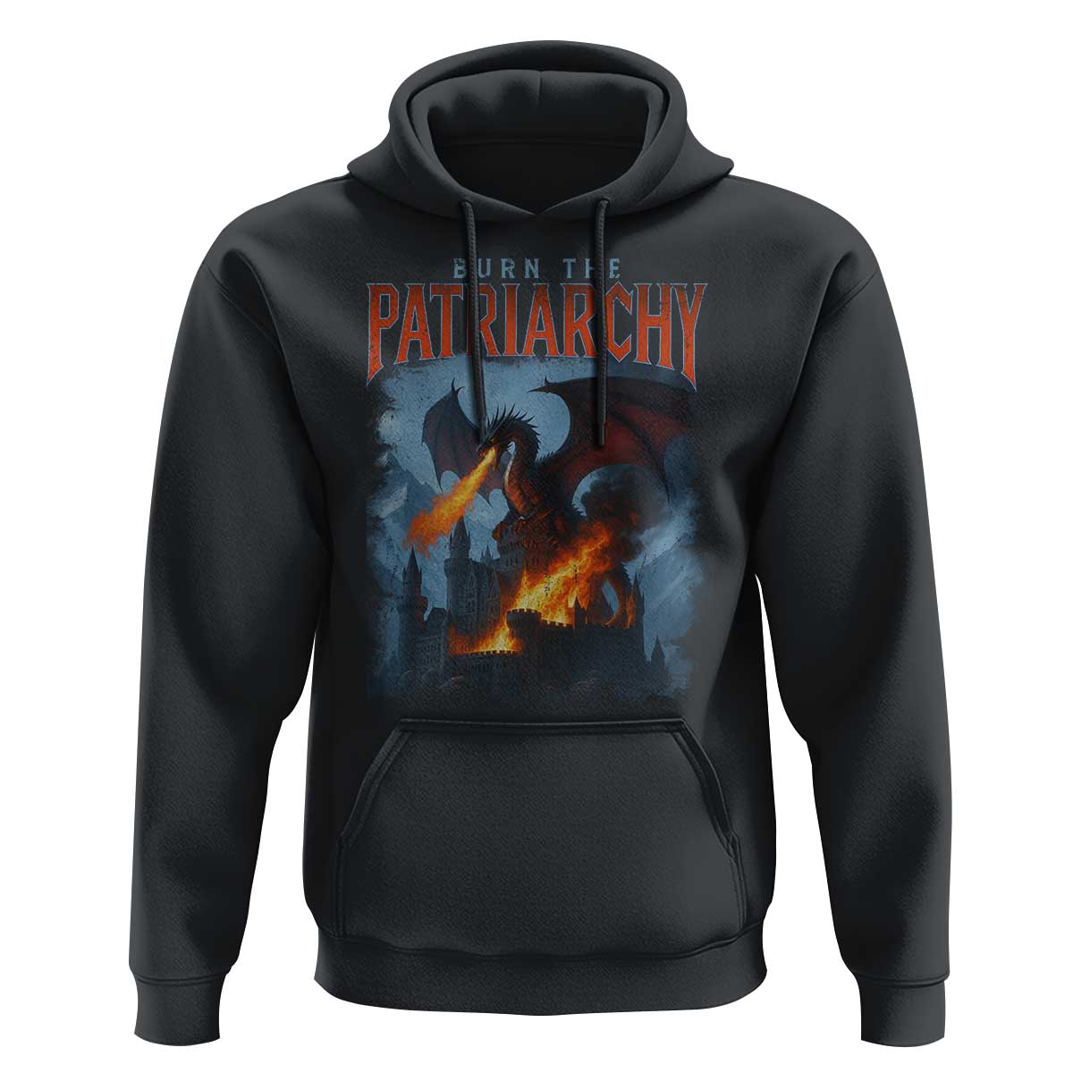 Vintage 90s Feminism Dragon Hoodie Burn the Patriarchy - Wonder Print Shop