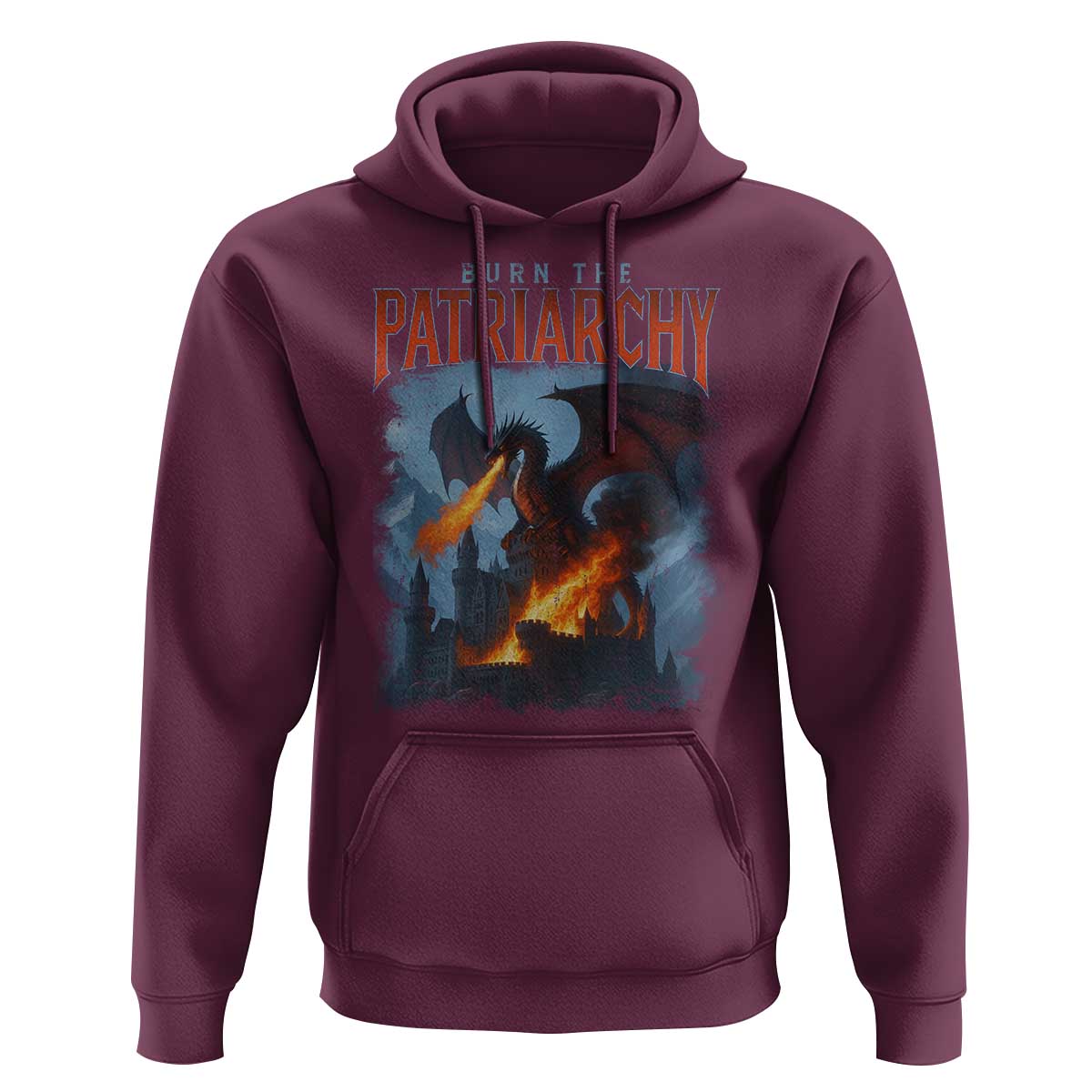 Vintage 90s Feminism Dragon Hoodie Burn the Patriarchy - Wonder Print Shop