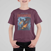 Vintage 90s Feminism Dragon T Shirt For Kid Burn the Patriarchy - Wonder Print Shop