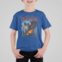 Vintage 90s Feminism Dragon T Shirt For Kid Burn the Patriarchy - Wonder Print Shop