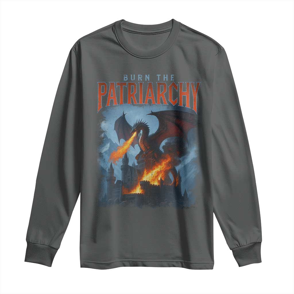 Vintage 90s Feminism Dragon Long Sleeve Shirt Burn the Patriarchy - Wonder Print Shop
