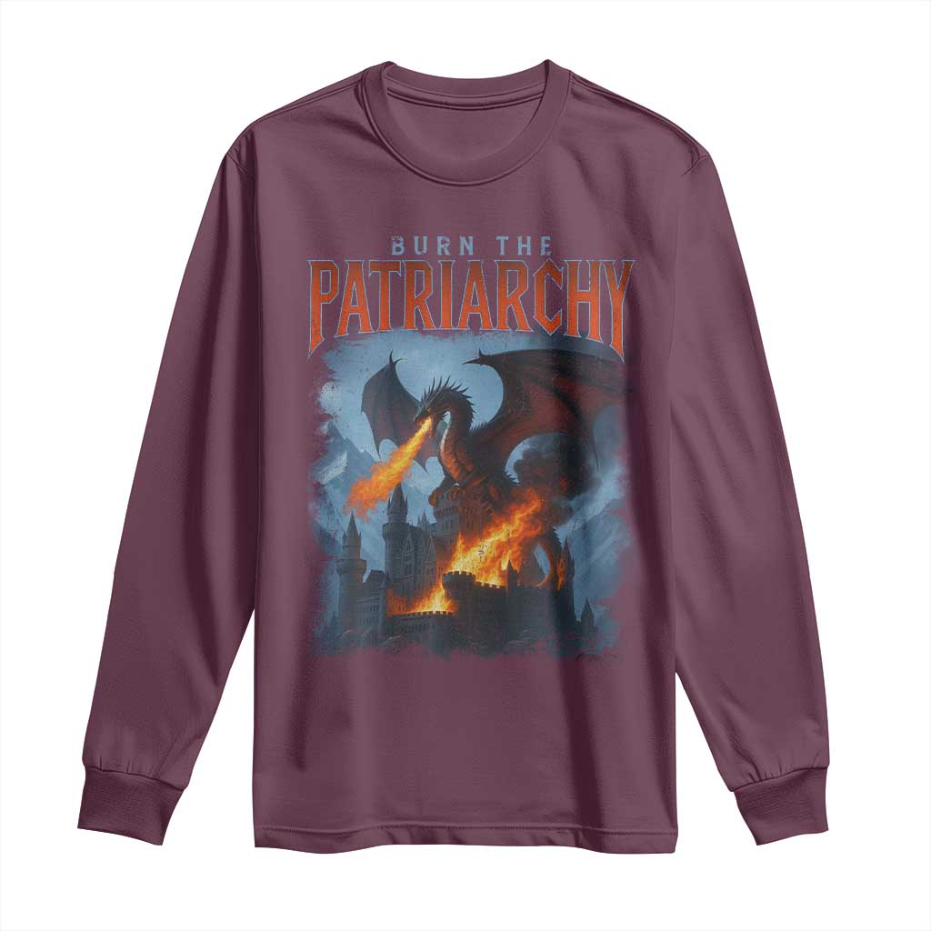 Vintage 90s Feminism Dragon Long Sleeve Shirt Burn the Patriarchy - Wonder Print Shop