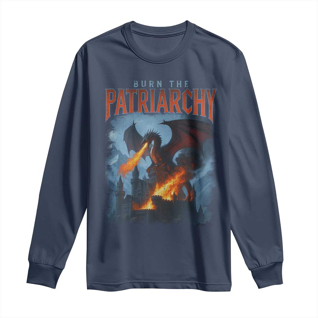 Vintage 90s Feminism Dragon Long Sleeve Shirt Burn the Patriarchy - Wonder Print Shop