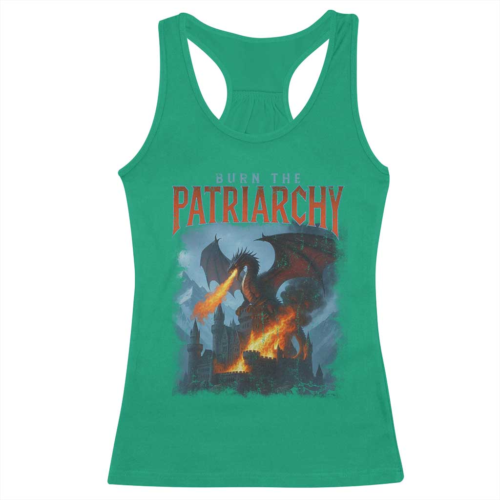 Vintage 90s Feminism Dragon Racerback Tank Top Burn the Patriarchy - Wonder Print Shop