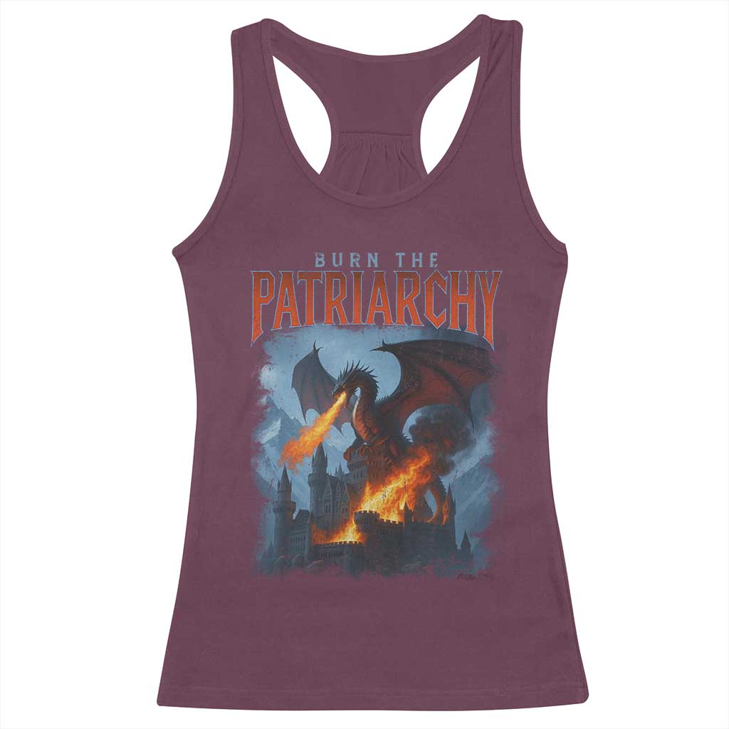 Vintage 90s Feminism Dragon Racerback Tank Top Burn the Patriarchy - Wonder Print Shop