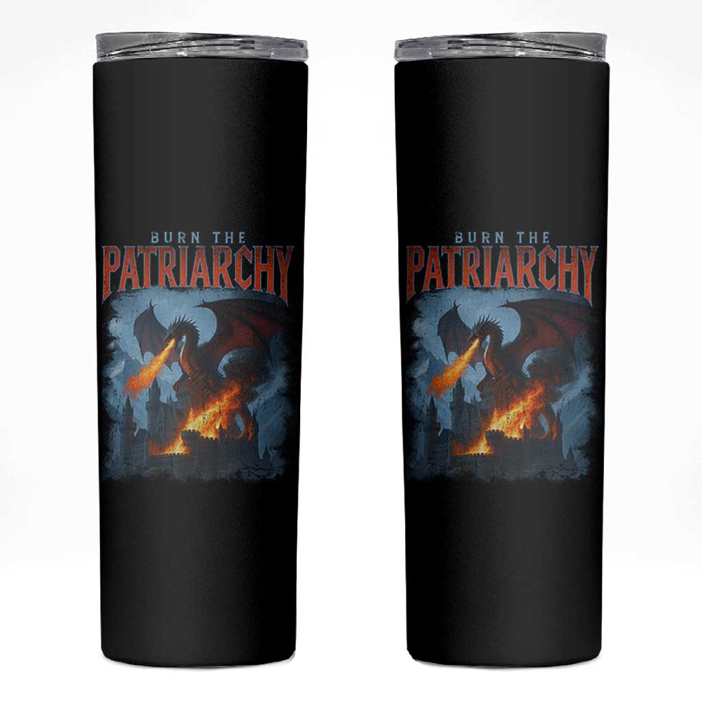 Vintage 90s Feminism Dragon Skinny Tumbler Burn the Patriarchy - Wonder Print Shop