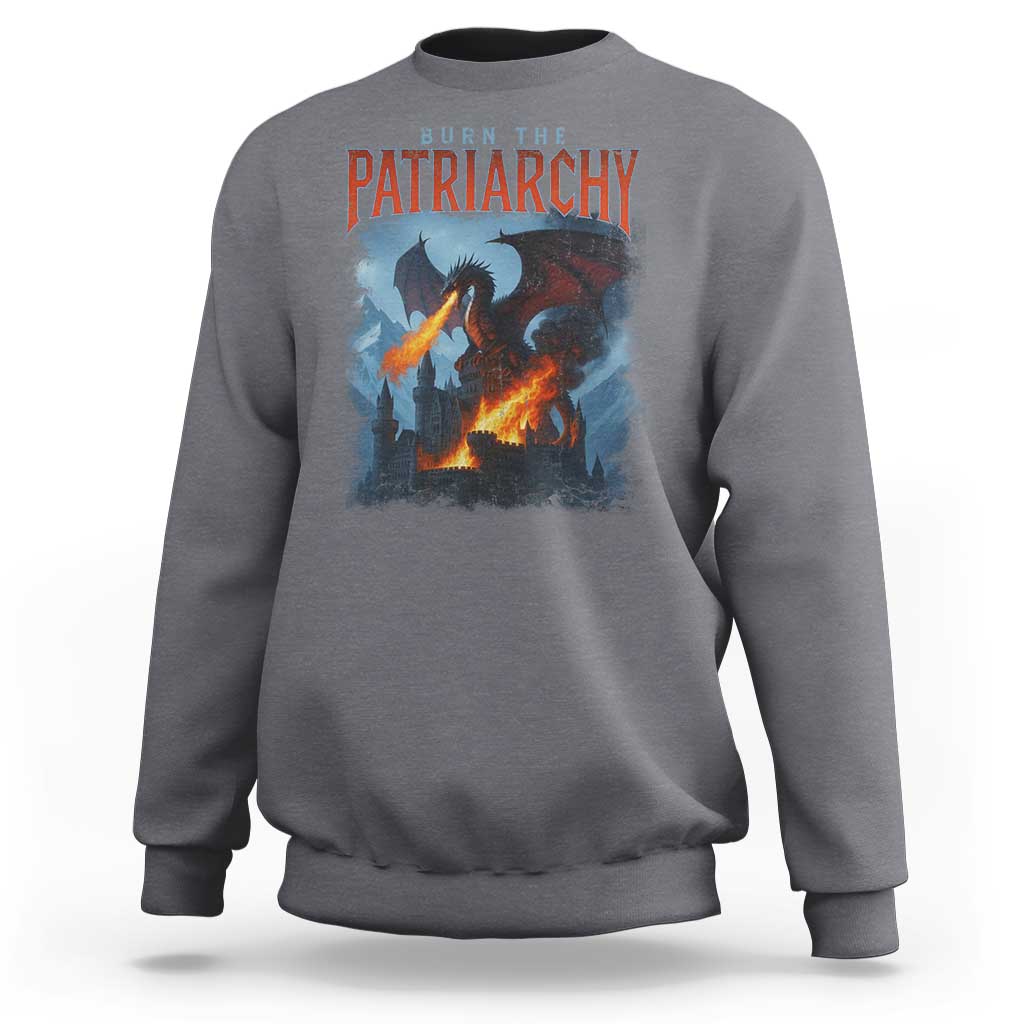 Vintage 90s Feminism Dragon Sweatshirt Burn the Patriarchy - Wonder Print Shop