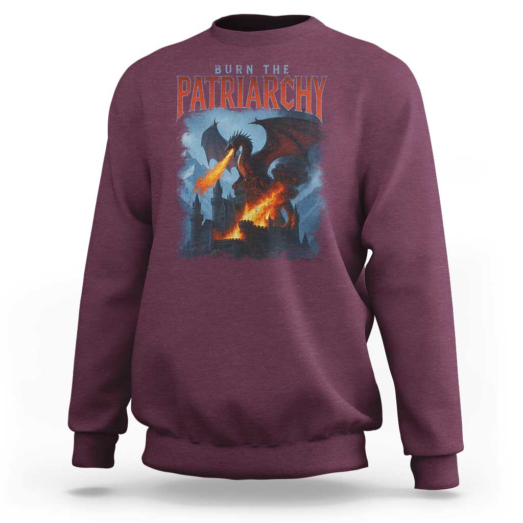 Vintage 90s Feminism Dragon Sweatshirt Burn the Patriarchy - Wonder Print Shop