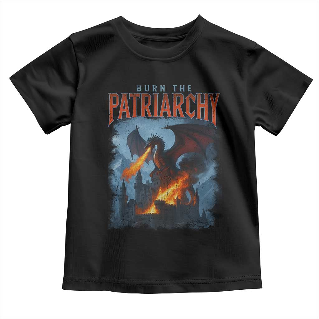Vintage 90s Feminism Dragon Toddler T Shirt Burn the Patriarchy - Wonder Print Shop