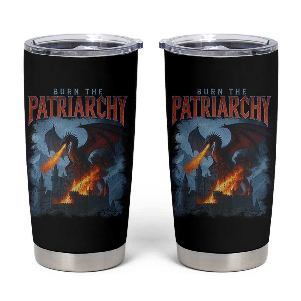 Vintage 90s Feminism Dragon Tumbler Cup Burn the Patriarchy - Wonder Print Shop