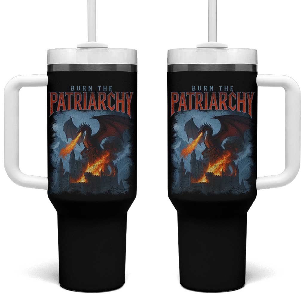 Vintage 90s Feminism Dragon Tumbler With Handle Burn the Patriarchy - Wonder Print Shop