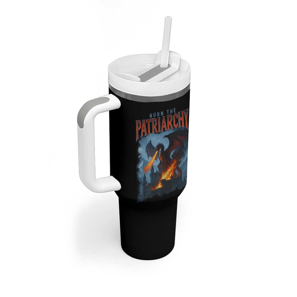 Vintage 90s Feminism Dragon Tumbler With Handle Burn the Patriarchy - Wonder Print Shop