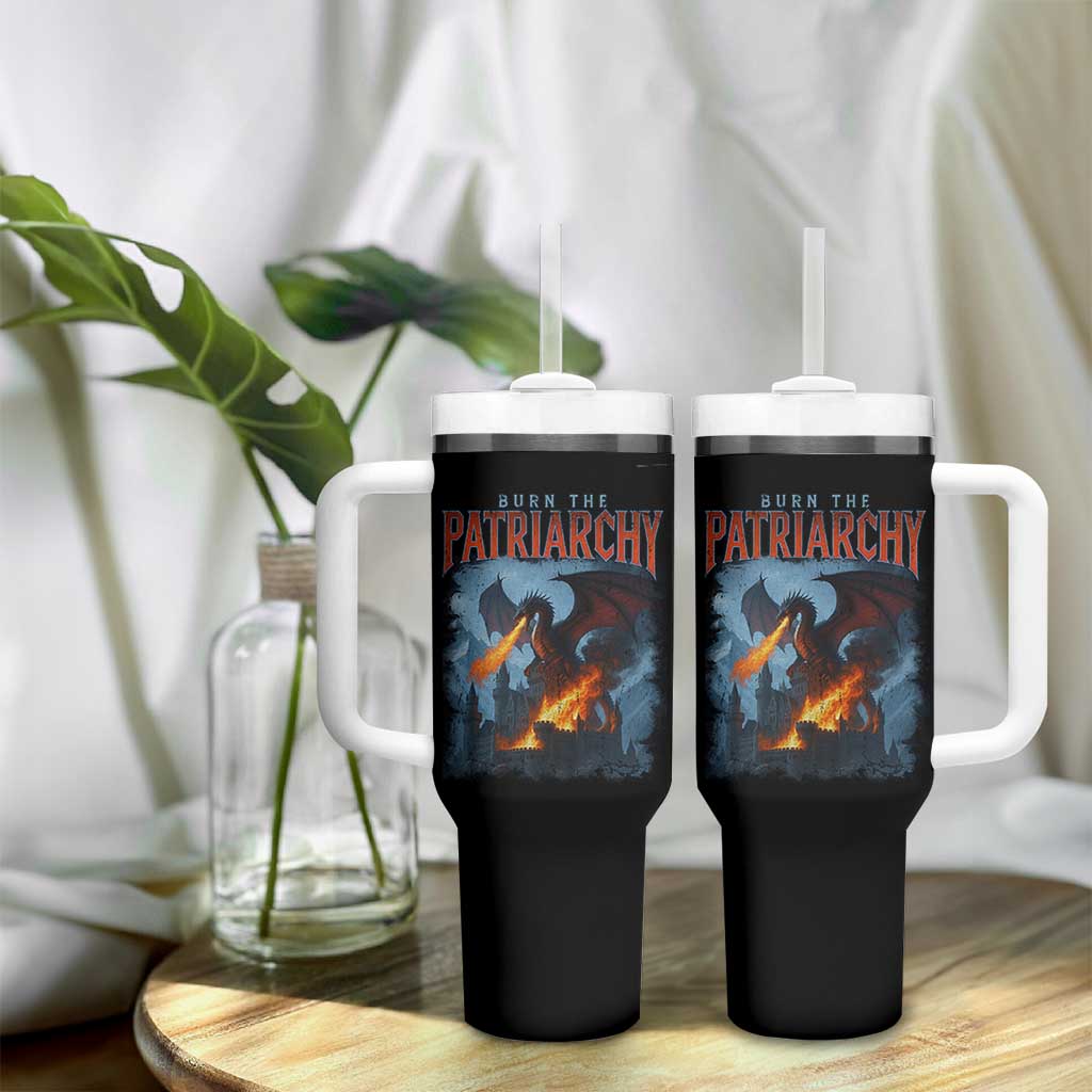 Vintage 90s Feminism Dragon Tumbler With Handle Burn the Patriarchy - Wonder Print Shop