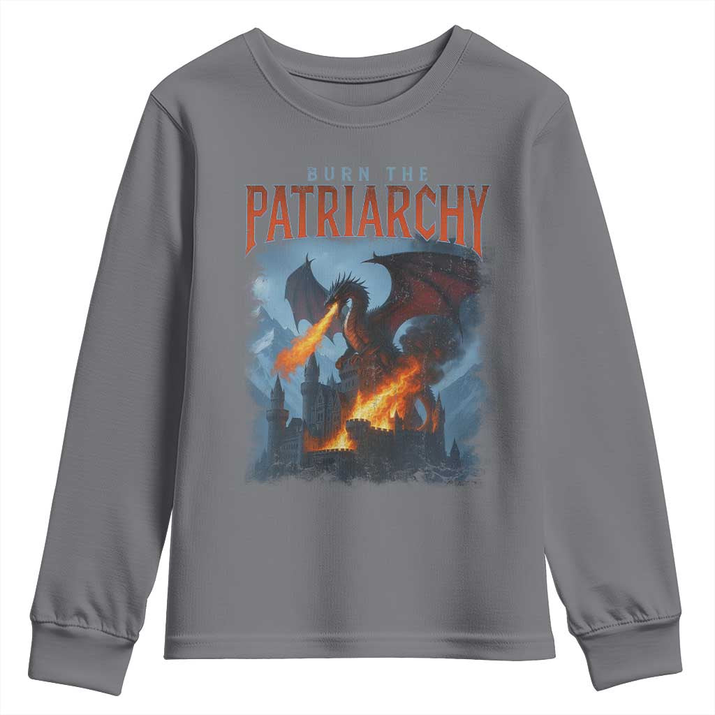 Vintage 90s Feminism Dragon Youth Sweatshirt Burn the Patriarchy - Wonder Print Shop