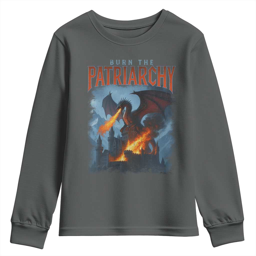 Vintage 90s Feminism Dragon Youth Sweatshirt Burn the Patriarchy - Wonder Print Shop