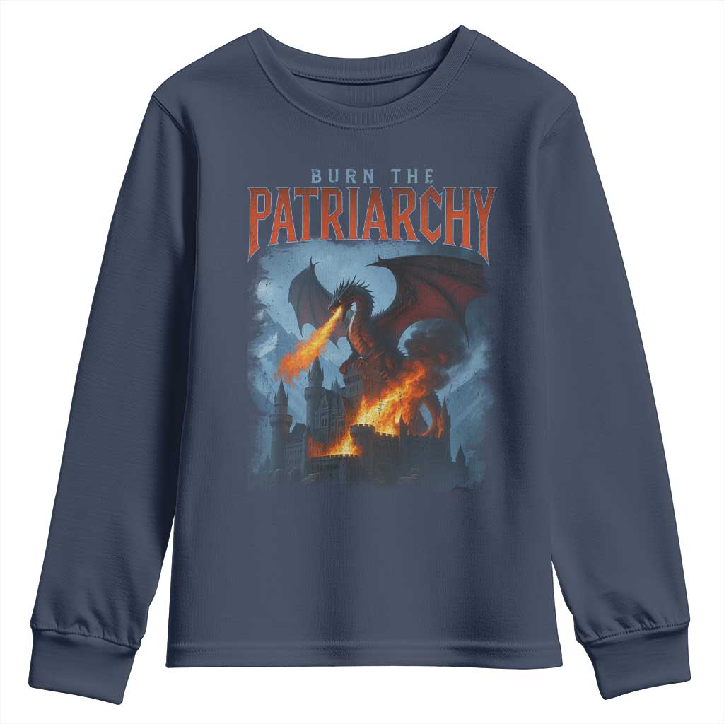 Vintage 90s Feminism Dragon Youth Sweatshirt Burn the Patriarchy - Wonder Print Shop