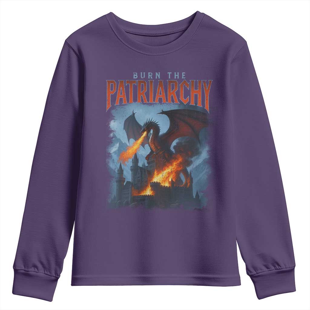 Vintage 90s Feminism Dragon Youth Sweatshirt Burn the Patriarchy - Wonder Print Shop