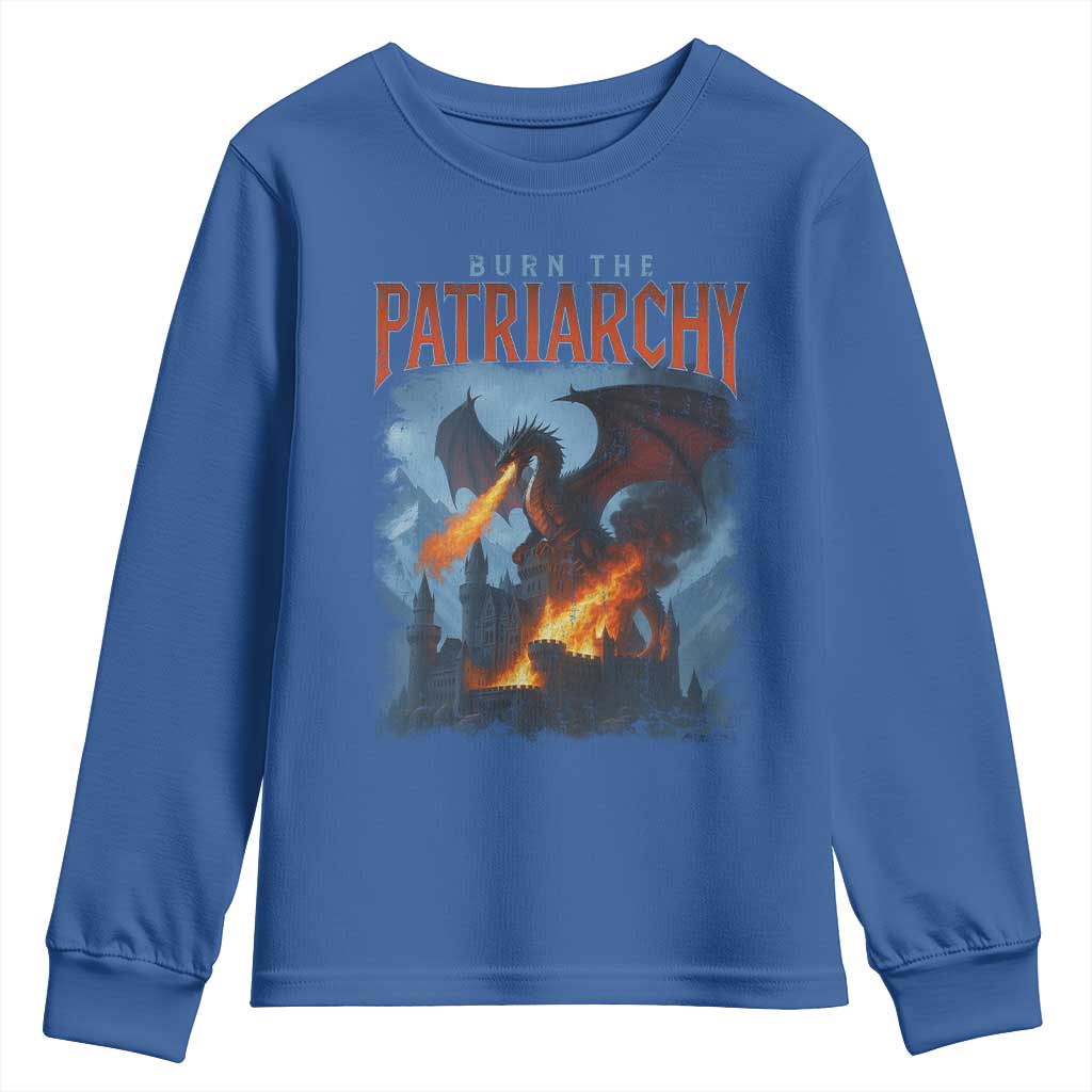 Vintage 90s Feminism Dragon Youth Sweatshirt Burn the Patriarchy - Wonder Print Shop
