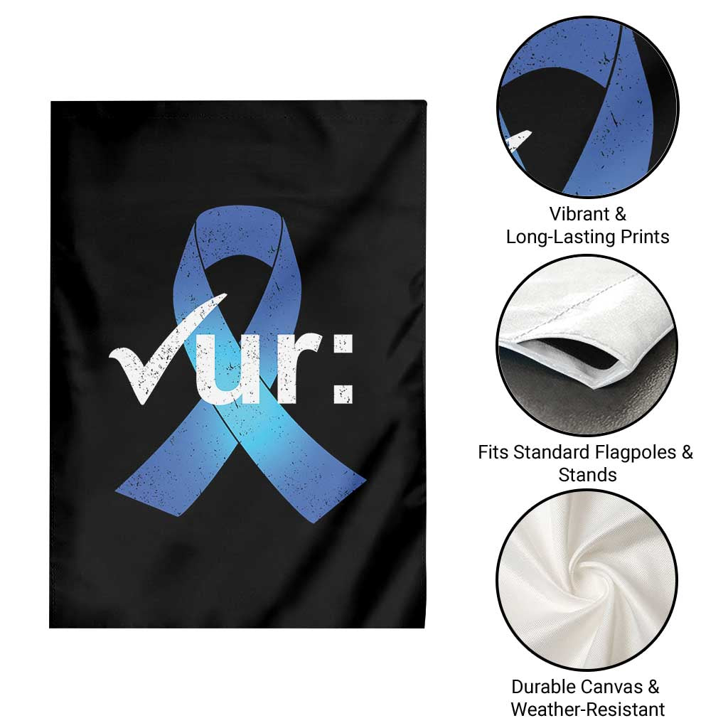 Colon Cancer Awareness Garden Flag Blue Ribbon Colonoscopy Colorectal