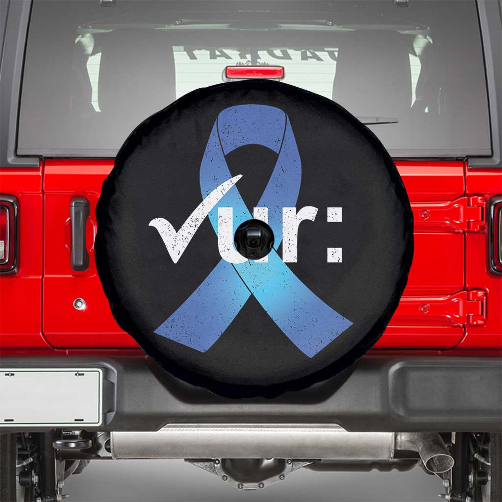 Colon Cancer Awareness Spare Tire Cover Blue Ribbon Colonoscopy Colorectal