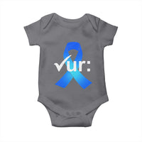 Colon Cancer Awareness Baby Onesie Blue Ribbon Colonoscopy Colorectal