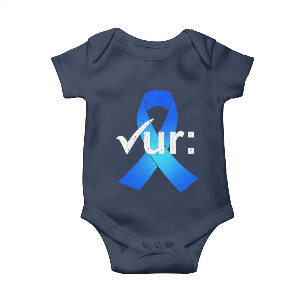 Colon Cancer Awareness Baby Onesie Blue Ribbon Colonoscopy Colorectal