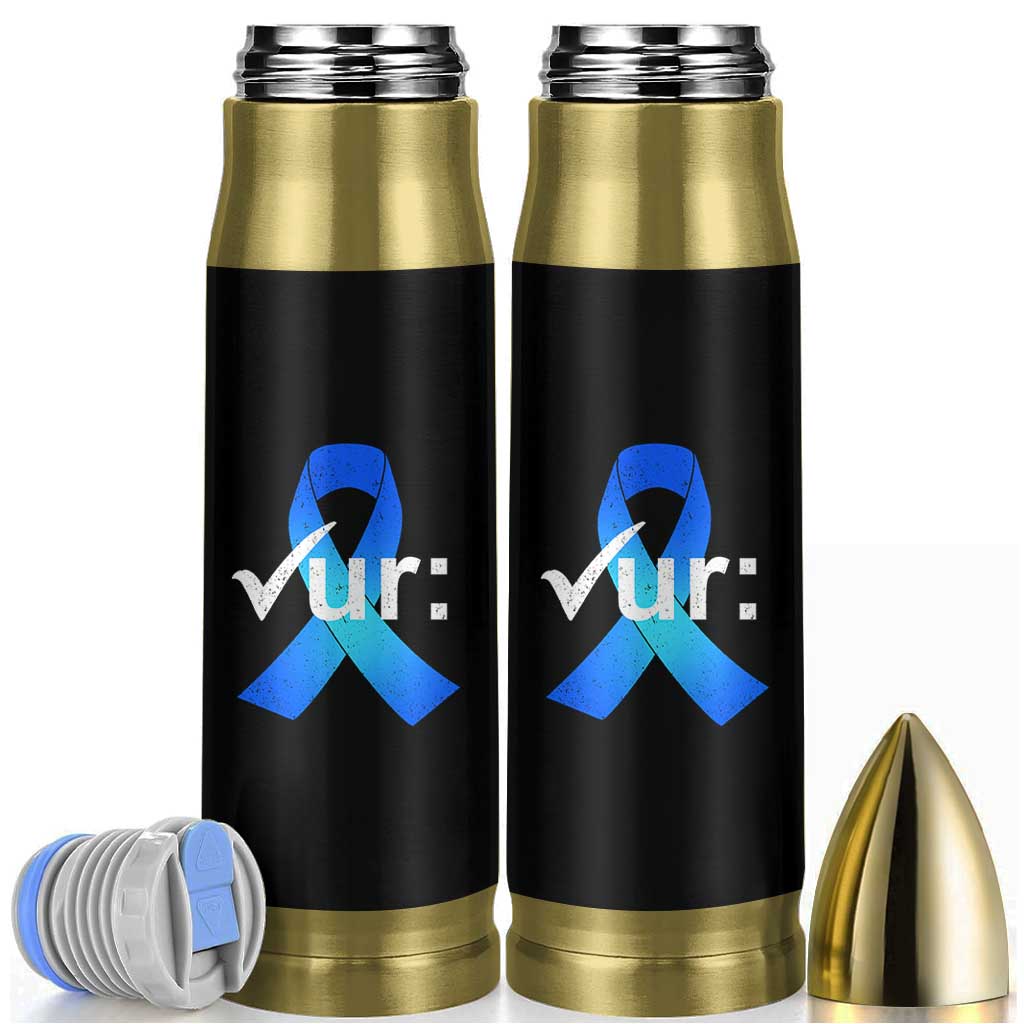 Colon Cancer Awareness Bullet Tumbler Blue Ribbon Colonoscopy Colorectal