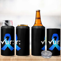 Colon Cancer Awareness 4 in 1 Can Cooler Tumbler Blue Ribbon Colonoscopy Colorectal