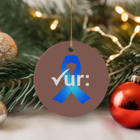 Colon Cancer Awareness Ceramic Ornament Blue Ribbon Colonoscopy Colorectal