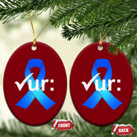 Colon Cancer Awareness Ceramic Ornament Blue Ribbon Colonoscopy Colorectal