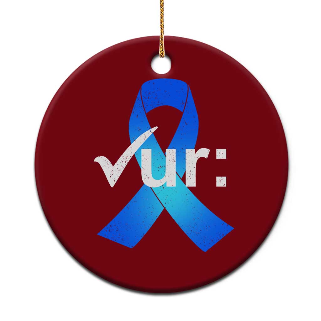 Colon Cancer Awareness Ceramic Ornament Blue Ribbon Colonoscopy Colorectal