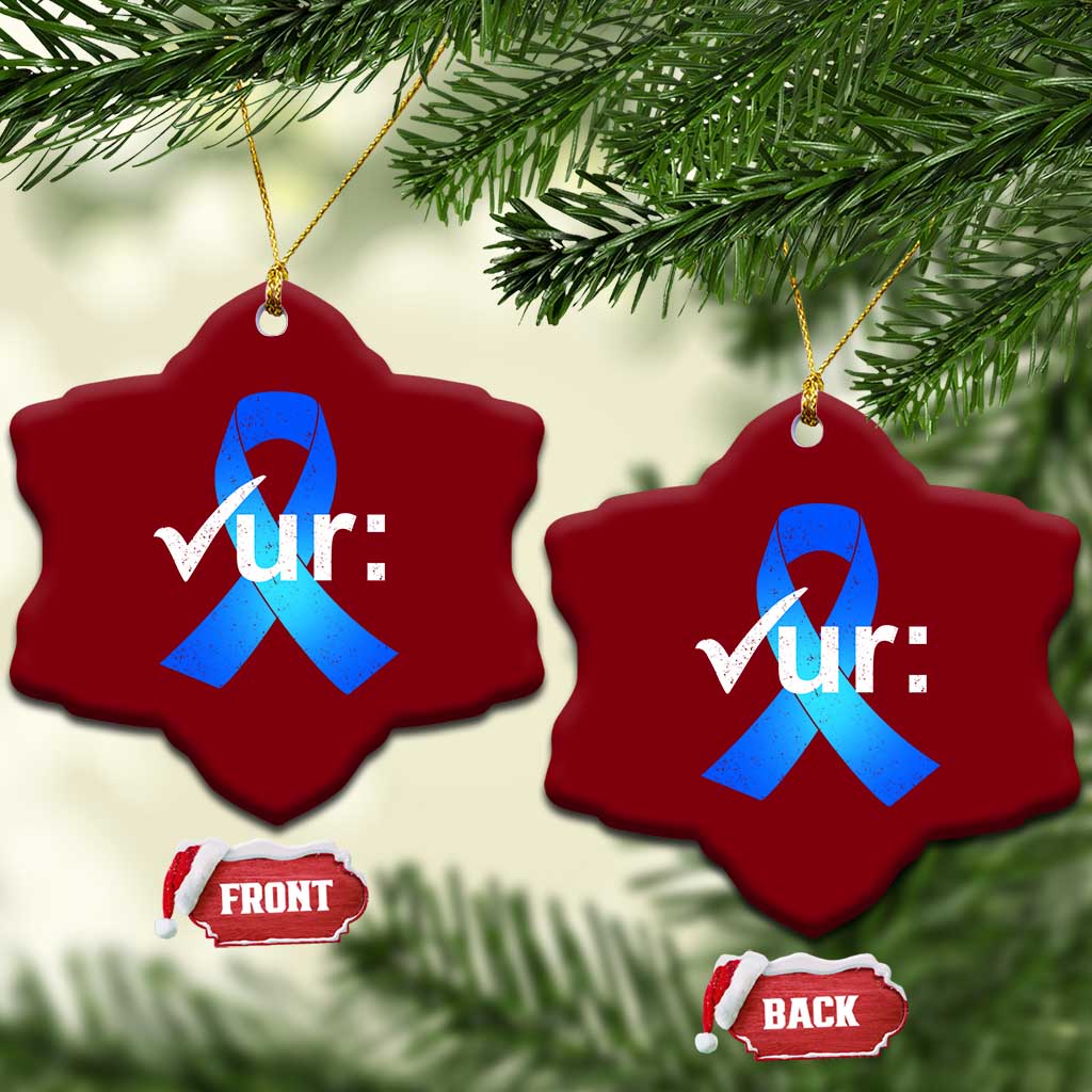 Colon Cancer Awareness Ceramic Ornament Blue Ribbon Colonoscopy Colorectal