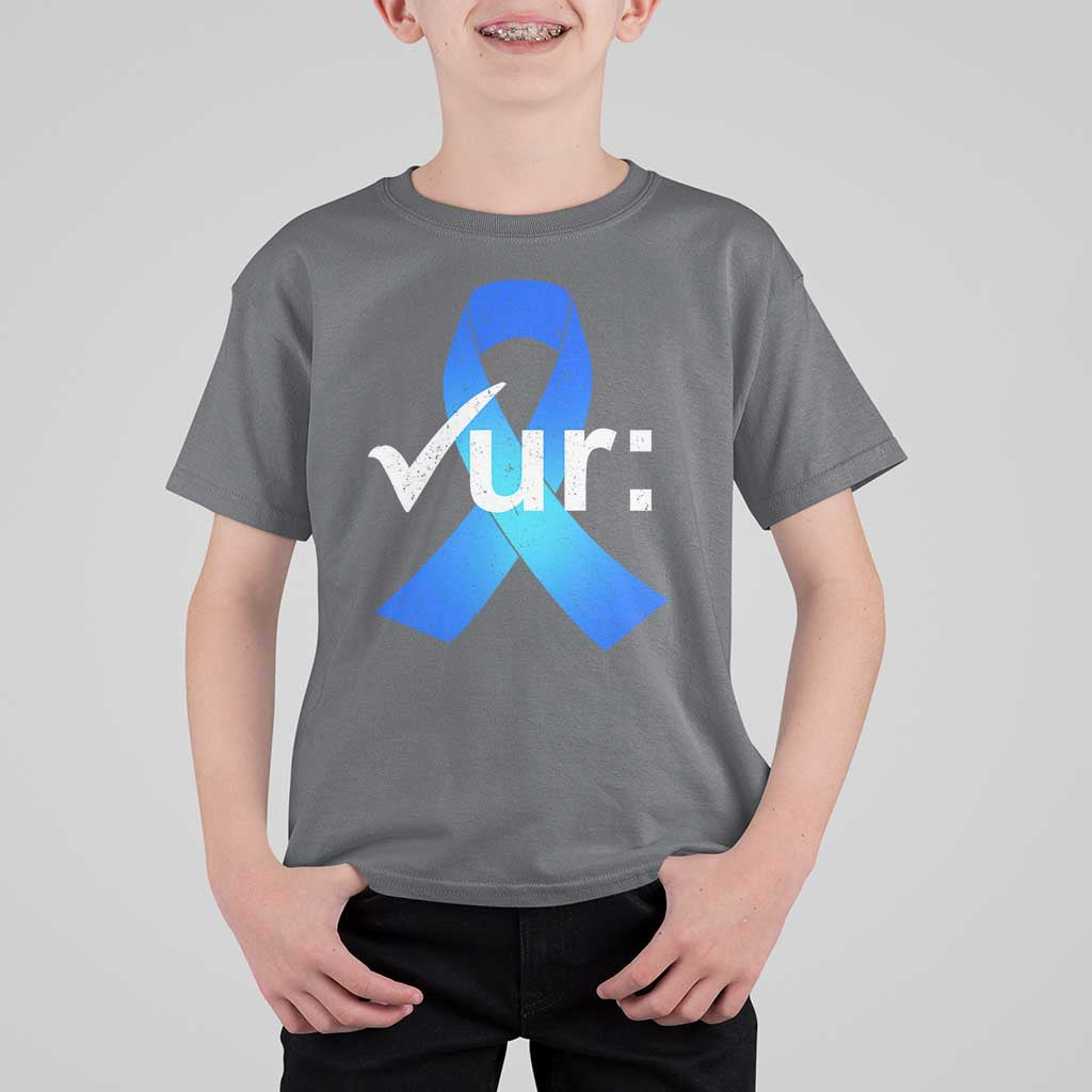 Colon Cancer Awareness T Shirt For Kid Blue Ribbon Colonoscopy Colorectal