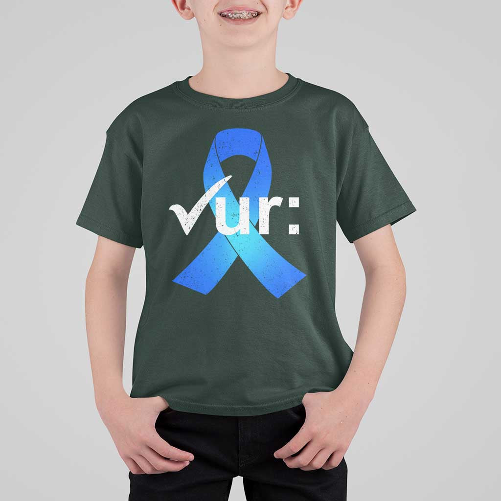 Colon Cancer Awareness T Shirt For Kid Blue Ribbon Colonoscopy Colorectal
