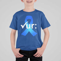 Colon Cancer Awareness T Shirt For Kid Blue Ribbon Colonoscopy Colorectal