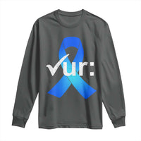 Colon Cancer Awareness Long Sleeve Shirt Blue Ribbon Colonoscopy Colorectal