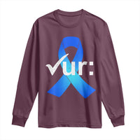 Colon Cancer Awareness Long Sleeve Shirt Blue Ribbon Colonoscopy Colorectal