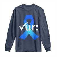 Colon Cancer Awareness Long Sleeve Shirt Blue Ribbon Colonoscopy Colorectal
