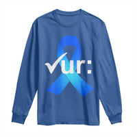 Colon Cancer Awareness Long Sleeve Shirt Blue Ribbon Colonoscopy Colorectal