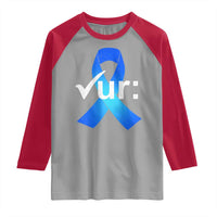 Colon Cancer Awareness Raglan Shirt Blue Ribbon Colonoscopy Colorectal
